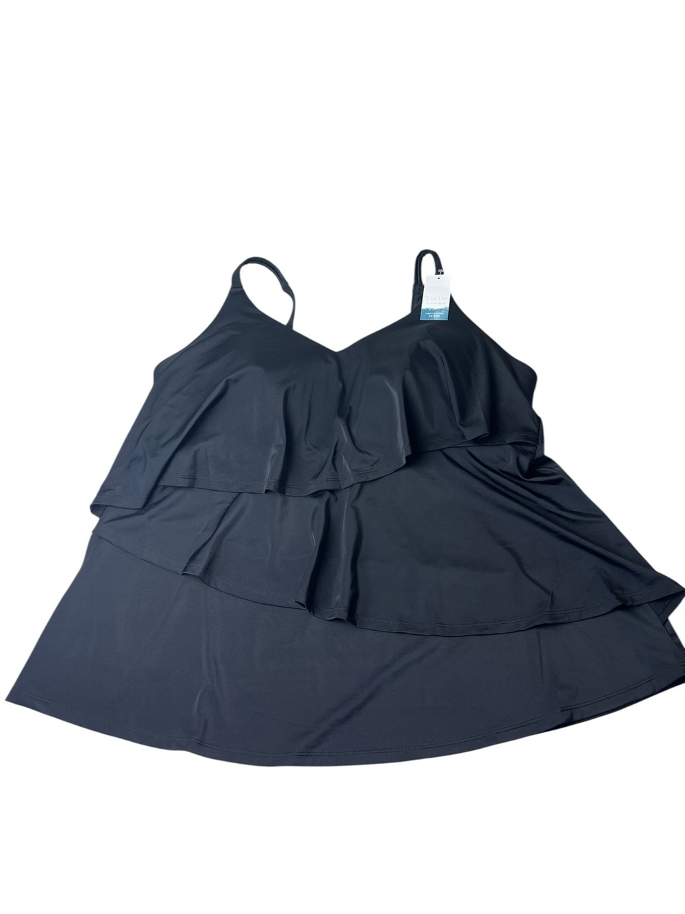 Swim by Cacique NWT Lane Bryant Women's Size 22 Black Tiered Swim Tankini Top